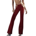 thumbnail image 1 of REALiKUN Women's High Waisted Flare Long Pants Cut Out Stretchy Ladder Bootcut Yoga Pants Red S, 1 of 8