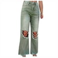 thumbnail image 1 of REALiKUN Women's High Waisted Ripped Flare Jeans Baggy Distressed Irregular Hem Wide Leg Bell Bottom Denim Pant, 1 of 7