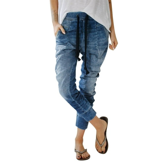 REALiKUN Women's High Waisted Skinny Jeans Button Fly Distressed Stretchy Denim Pants Blue XL
