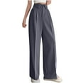 thumbnail image 1 of REALiKUN Women's High Waisted Twill Suit Pants Classic Fit Plain Straight Leg Work Office Pencil Pants Dress Trousers, 1 of 6