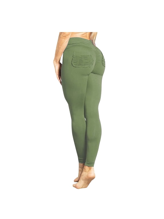 Women's High Waisted Yoga Pants with Back Pockets Seamless Stretchy Leggings Workout Running Tights