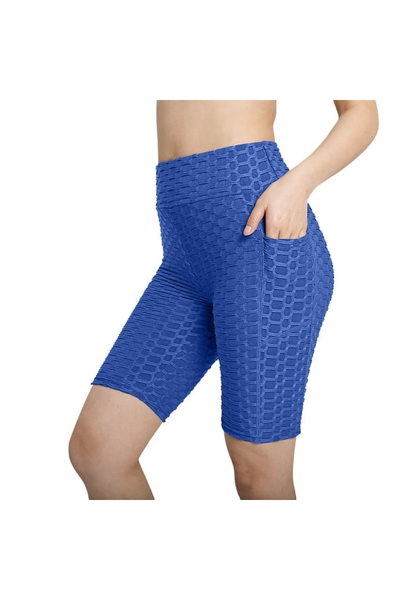 Women's Honeycomb Compression Shorts - High Waist Slimming Butt Lift Textured Workout Shorts