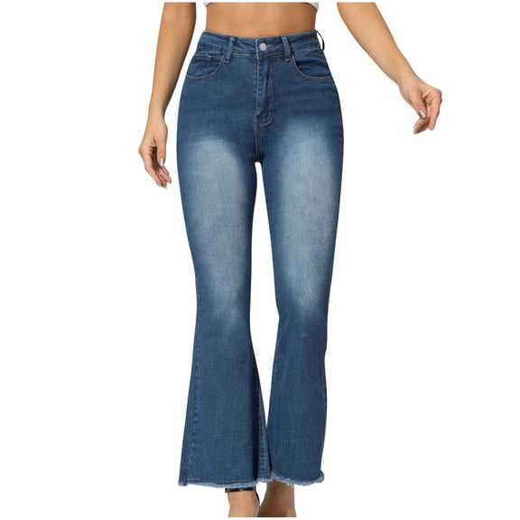 REALiKUN Women's Jeans Mid Rise Bootcut Jeans Ripped Stretchy Flare Pants Lightweight Straight Leg Denim Jean