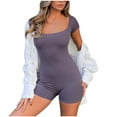 thumbnail image 1 of REALiKUN Women's Jumpsuits One Piece Bodycon Sexy Square Neck Ribbed Knit Stretchy Rompers, 1 of 8