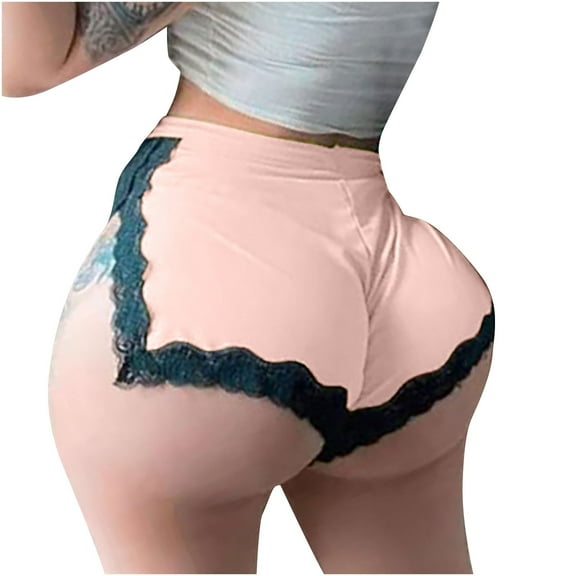 REALiKUN Women's Lace Trim Splicing Short Soft Side Split Comfy Pant High Elastic Summer Trouser Sport Stretch Casual Shorts