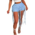 thumbnail image 1 of REALiKUN Women's Lace Up PU Leather Shorts High Waist Faux Leather Tassel Bandage Criss Cross Fringe Short Legging Pants, 1 of 6
