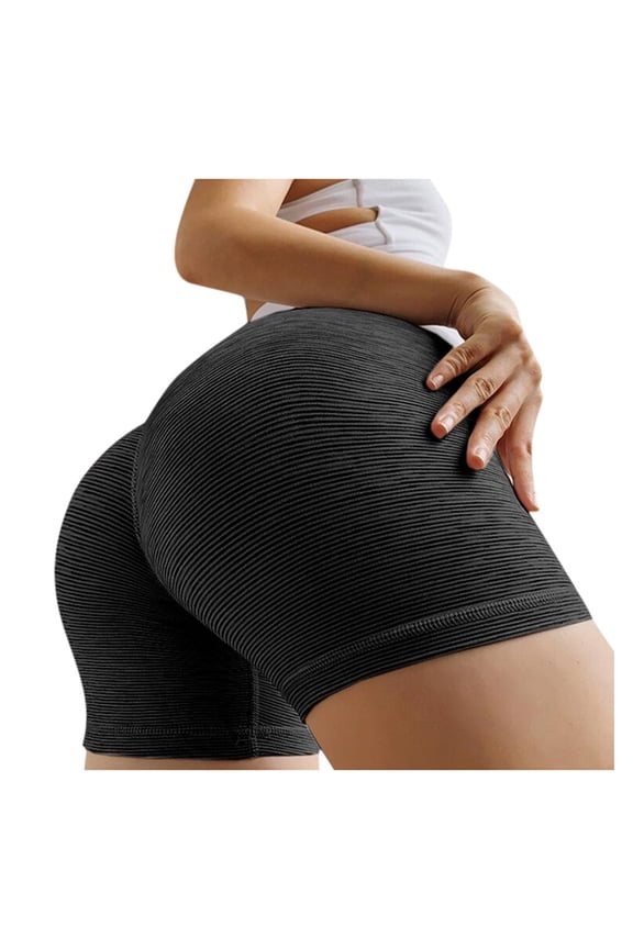 Women's Light Compression Biker Shorts 8" High Waisted Yoga Gym Spandex Shorts Black S