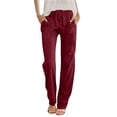thumbnail image 1 of REALiKUN Women's Linen Drawstring Pants, High Waist Straight Leg Casual Trousers with Pockets for Beach & Summer, 1 of 5