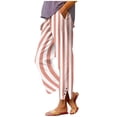 thumbnail image 1 of REALiKUN Women's Linen Pants with Gradient Print, Elastic Waist Straight Leg Trousers with Side Slits, Casual Beach & Summer Pants, 1 of 6