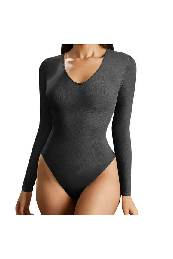 Women's Long Sleeve Deep V Neck Bodysuits Tops Going Out Body Suits Jumpsuits Costume Outfits