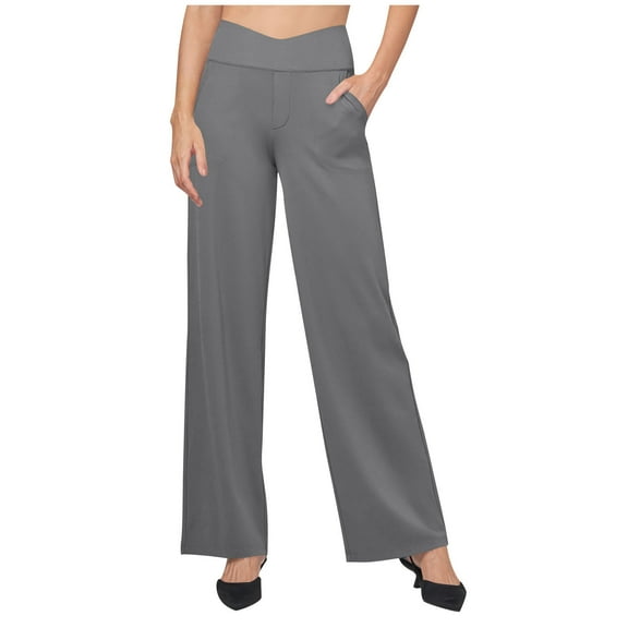 REALiKUN Women's Palazzo Lounge Pants Stretchy Wide Leg Casual Pants Comfy High Waist Flowy Pants