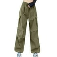 thumbnail image 1 of REALiKUN Women's Parachute Pants Wide Leg Cargo Pants Street Loose Baggy Trousers with Pockets, 1 of 7