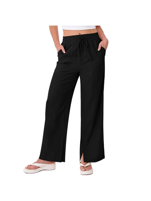 Women's Quick Dry Swim Beach Pants Lightweight UPF 50+ Sun Protective Wide Leg Travel Cover Up Pants with Pockets