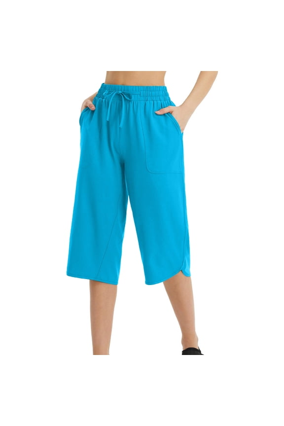 Women's Quick Dry Swim Pants with Liner 15" Long Swim Capris UPF50+ Swimming Beach Pants with Pockets