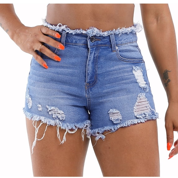 REALiKUN Women's Ripped Jeans High Waist Stretch Skinny Jean Destroyed Denim Plus Size Shorts