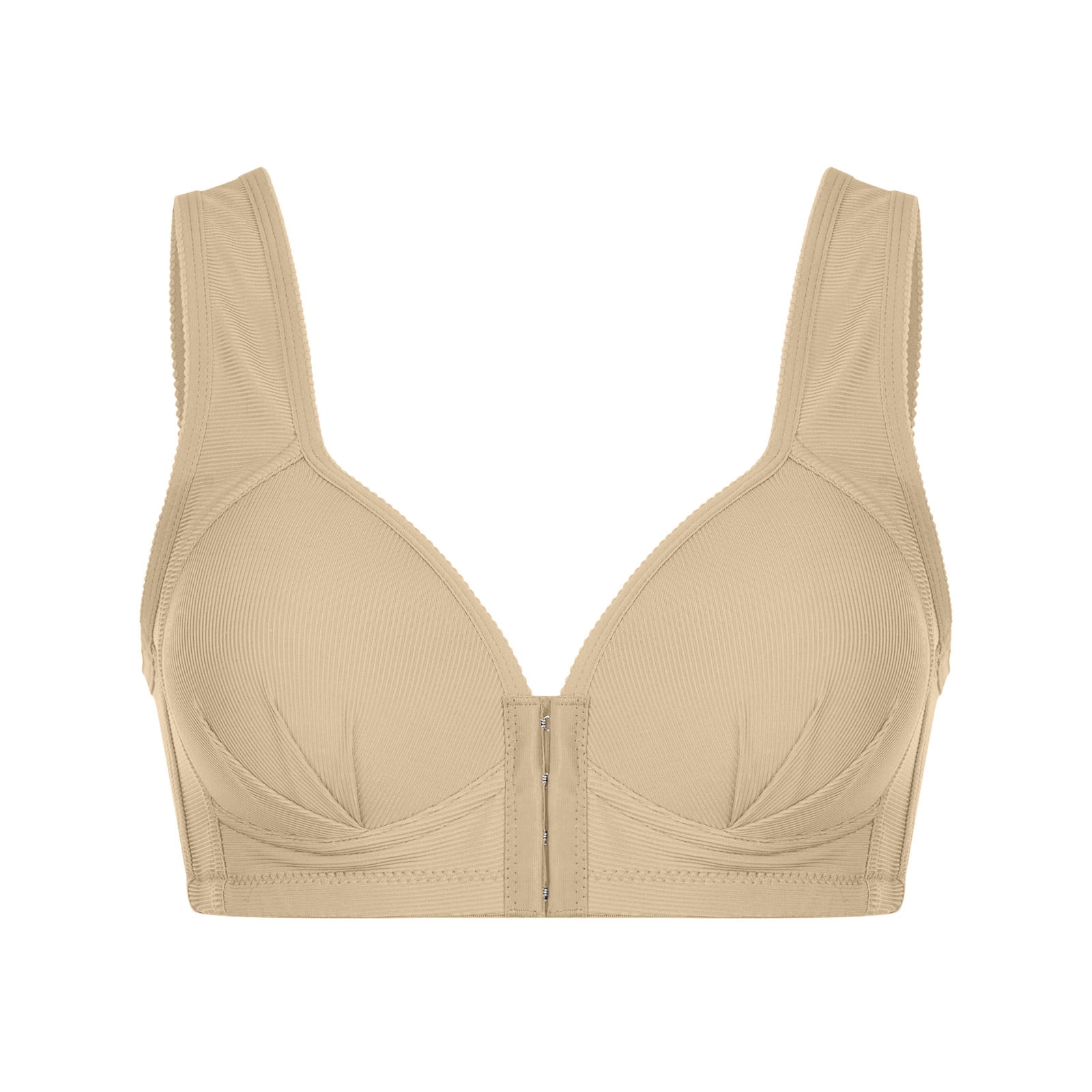 WOWENY Wireless Bras for Women Padded Seamless Bra Push up Ribbed Ladies  Comfort Bralettes with Adjustable Straps and Removable Pads for Everyday  Wear Beige S : : Fashion