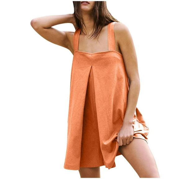 REALiKUN Women's Sleeveless Onesie Romper Loose Square Neck Shorts Jumpsuit with Pockets