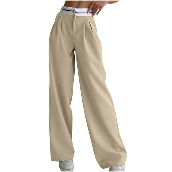 REALiKUN Women's Smocked High Waisted Cotton Linen Wide Leg Pants Palazzo with Pockets Casual High Waist Long Pants Trousers