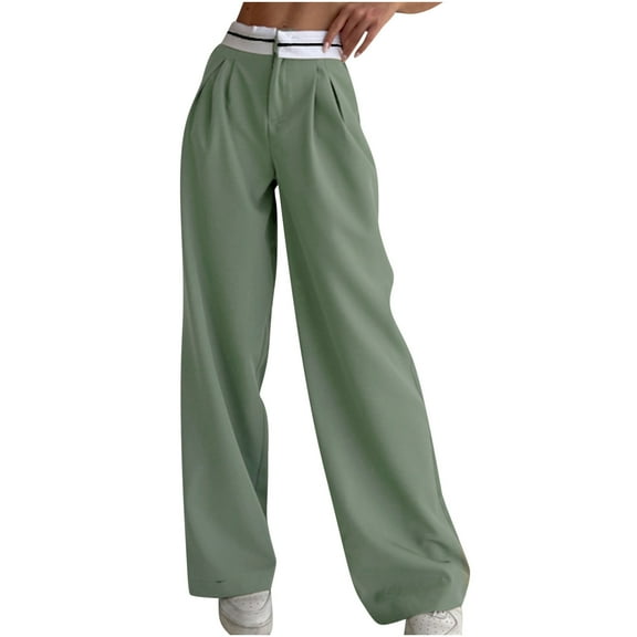 REALiKUN Women's Smocked High Waisted Cotton Linen Wide Leg Pants Palazzo with Pockets Casual High Waist Long Pants Trousers