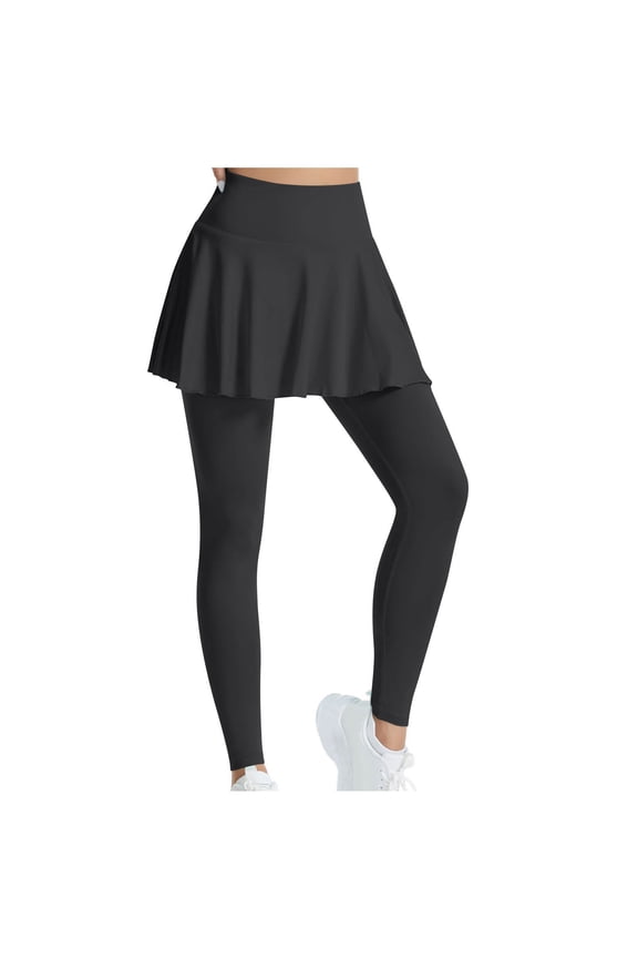 Women's Sports Skirted Leggings Yoga Skirts Spandex Tights Athletic Tennis Skorts Gym Active Running Bottoms