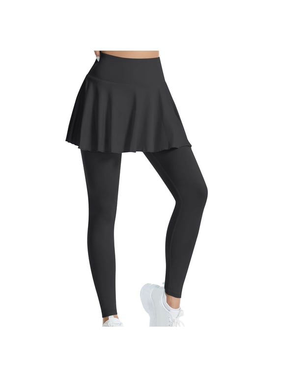 Women's Sports Skirted Leggings Yoga Skirts Spandex Tights Athletic Tennis Skorts Gym Active Running Bottoms