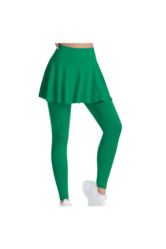 Women's Sports Skirted Leggings Yoga Skirts Spandex Tights Athletic Tennis Skorts Gym Active Running Bottoms