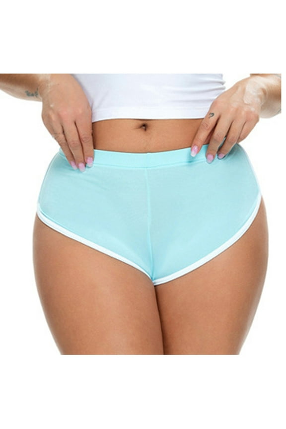 Women's Sporty Elastic Waist Contrast Binding Booty Workout Biker Shorts