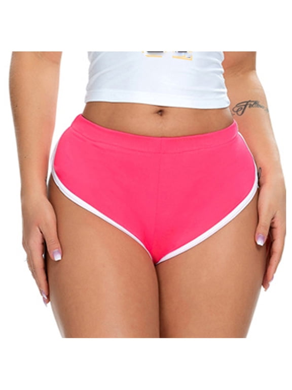 Women's Sporty Elastic Waist Contrast Binding Booty Workout Biker Shorts