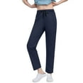 thumbnail image 1 of REALiKUN Women's Straight Leg Long Pants Elastic High Waist Drawstring Casual Trousers with Pockets, 1 of 4