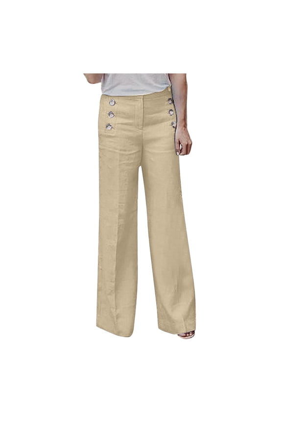 Women's Stretchy High Waisted Wide Leg Button-Down Pants Sailor Bell Flare Pants White XL