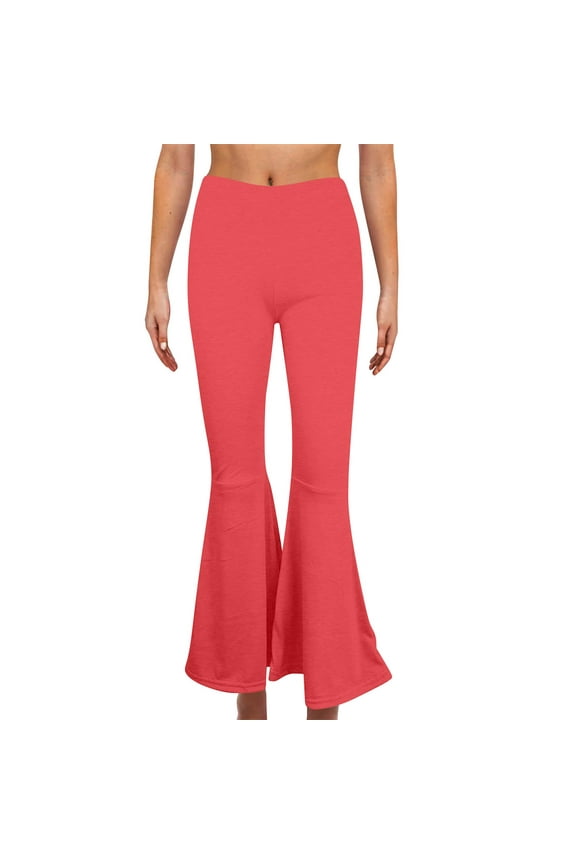 Women's Stretchy Wide Leg High Waist Bell Bottom Flare Dress Pants