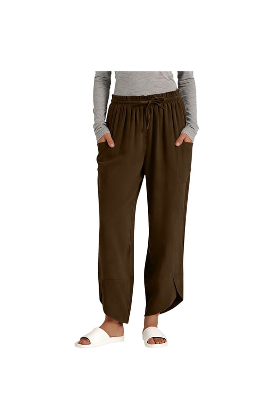 Women's Summer High Waisted Baggy Pants Wide Leg Linen Pants Casual Ankle Length Trouser Slacks with Pockets