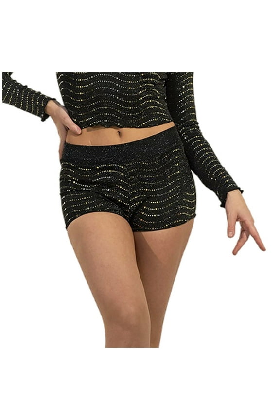 Women's Summer Sequins Shorts Elastic Waist Casual Tights Hot Pants Sparkly Clubwear Night-Out Glitter Party Shorts