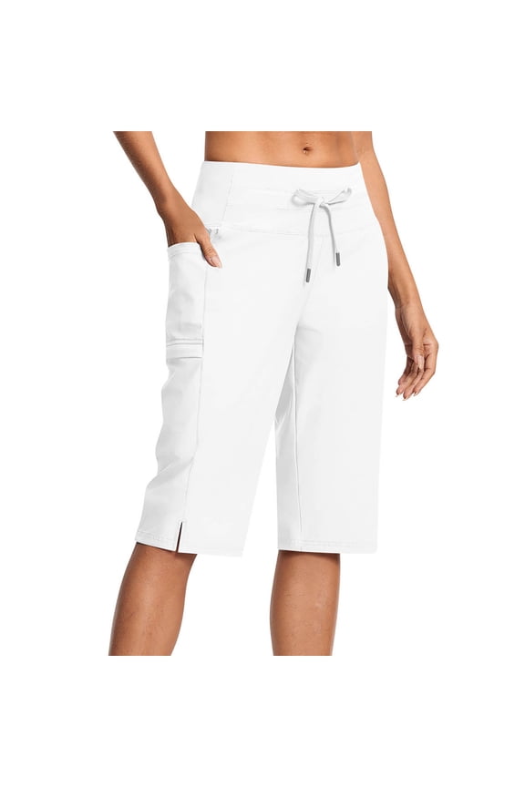 Women's Swim Capris Pants 15" High Waist Quick Dry UPF 50+ Long Board Shorts with Liner and Pockets