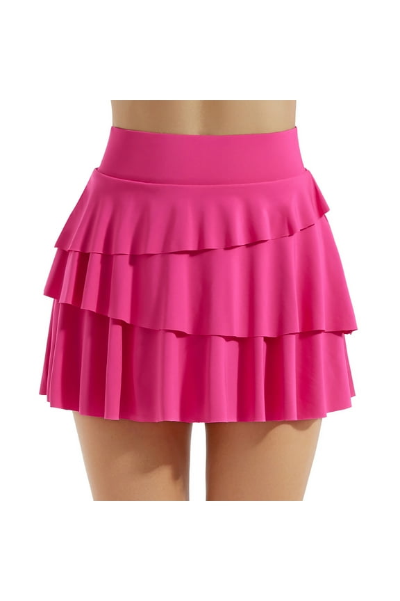 Women's Swim Skirts Skorts Mesh Layered Ruffle Tummy Control Skirt Boxer Liner Bathing Suit Swimsuit Bottoms Pockets