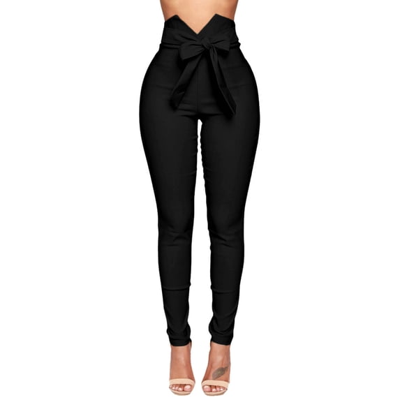 REALiKUN Women's Wide Leg Lounge Pants with Pockets Lightweight High Waisted Adjustable Tie Knot Loose Trousers Black L
