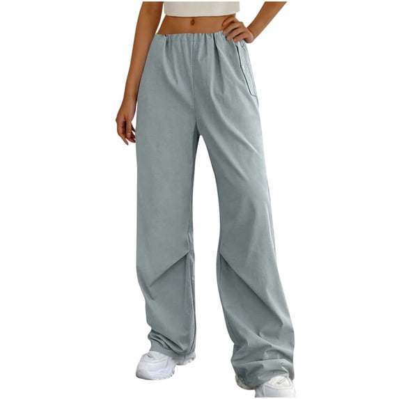 REALiKUN Women's Wide Leg Pants Casual Summer Straight Leg Elastic Waisted Baggy Trousers Stretch Palazzo Pants with Pockets