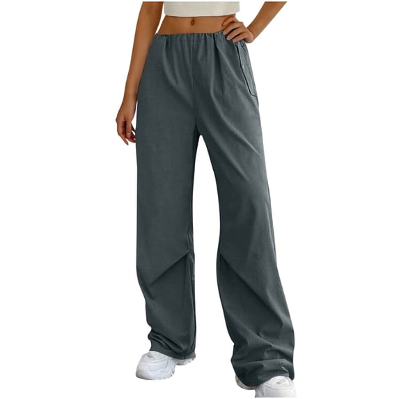 REALiKUN Women's Wide Leg Pants Casual Summer Straight Leg Elastic Waisted Baggy Trousers Stretch Palazzo Pants with Pockets