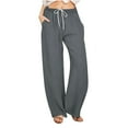 thumbnail image 1 of REALiKUN Women’s Wide Leg Pants High Waist Drawstring Straight Leg Sweatpants Textured Trousers Lounge Pants with Pockets, 1 of 7