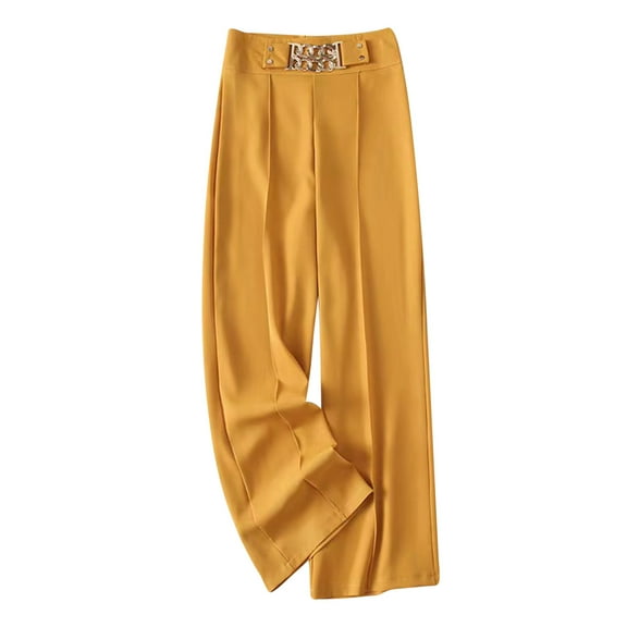 REALiKUN Women's Wide Leg Pants Lightweight Chain Design High Waist Pants Long Straight Baggy Loose Fit Lounge Pants