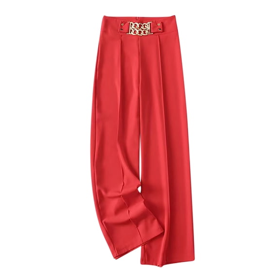 REALiKUN Women's Wide Leg Pants Lightweight Chain Design High Waist Pants Long Straight Baggy Loose Fit Lounge Pants