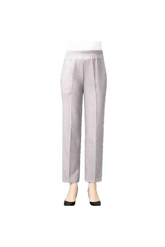 Women's Wide Leg Work Pants High Waist Pull On Business Casual Pants Lightweight Lounge Slacks with Pockets