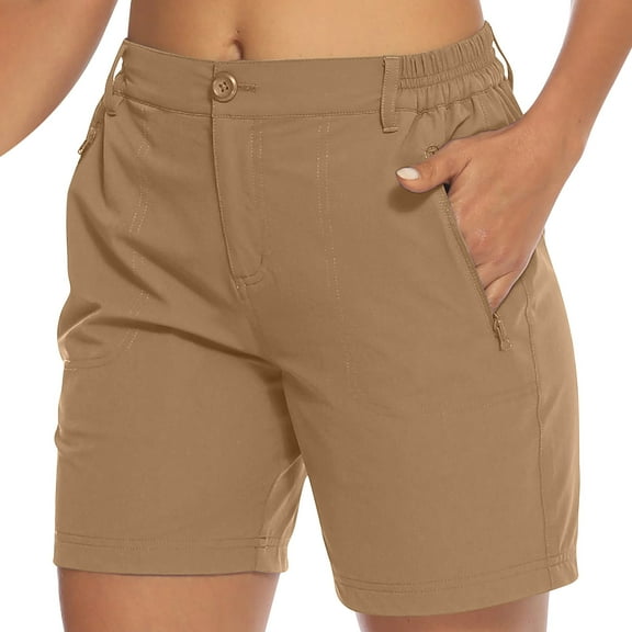 REALiKUN Womens 6" Hiking Cargo Bermuda Shorts Quick Dry Golf Walking Work Summer Lightweight Shorts Pockets