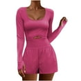 thumbnail image 1 of REALiKUN Womens Athletic Rompers Sexy Expose Navel and Back Running Long Sleeve Workout Romper Exercise Gym Yoga Jumpsuits, 1 of 6