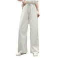 thumbnail image 1 of REALiKUN Womens Baggy Wide Leg Palazzo Pants Casual Loose Drawstring Elastic Waisted Lounge Trousers with Pockets, 1 of 4