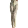 thumbnail image 1 of REALiKUN Womens Beach Cover Up Pants Drawstring Crochet Fishnet Hollow Out Knit Mesh Wide Leg Pant, 1 of 4
