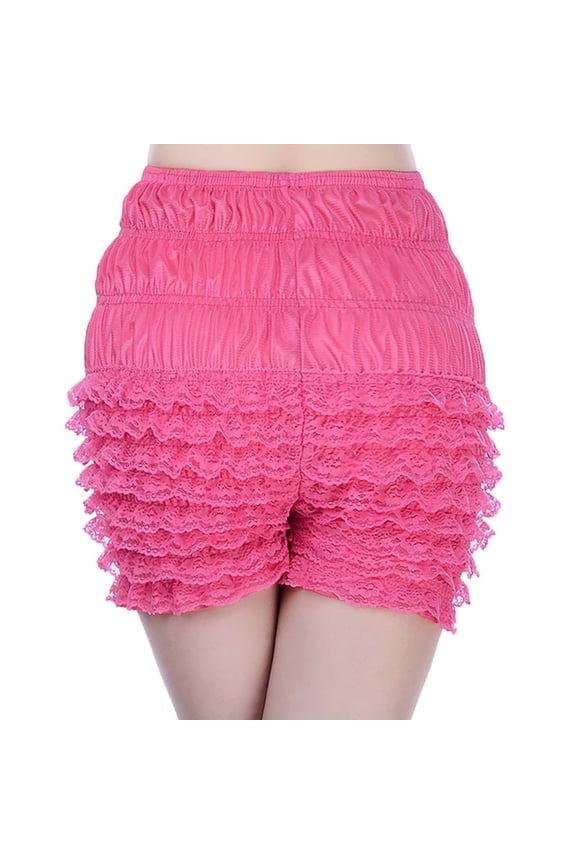 Womens Bloomers Plush Ruffles Pumpkin Pants Bottom Shorts Pink S