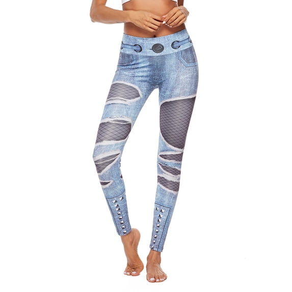 REALiKUN Womens Butt Lift Ruched Yoga Pants Sport Pants Workout Leggings Sexy High Waist Trousers Scrunch Butt Tight Blue S