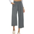 thumbnail image 1 of REALiKUN Womens Capri Pants Loose High Waisted Wide Leg Lounge Pants Drawstring Casual Palazzo Trousers with Pockets, 1 of 5