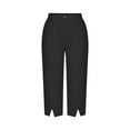 thumbnail image 1 of REALiKUN Womens Capri Pants Side Slit Wide Leg Casual Pant Cotton Linen Palazzo Pants Cropped Yoga Lounge Pants, 1 of 5